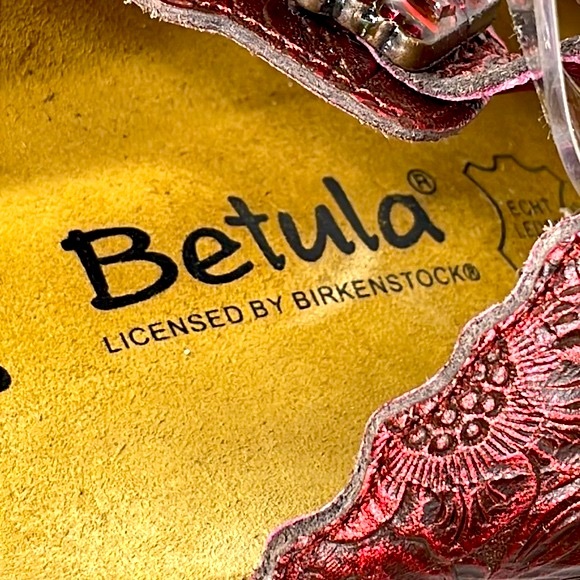 Betula by Birkenstock Brick Red/ Black Leather Jeweled Sandal Women US 10 EUR 41 - Picture 11 of 14